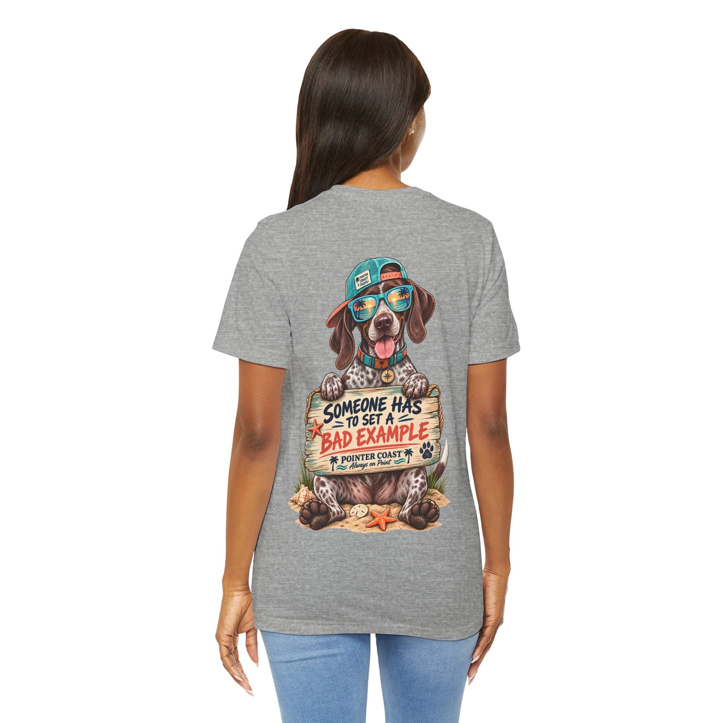 Pointer Dog Beach Graphic T-Shirt, Bella Canvas 3001, Funny Pet Lover Gift, Coastal Summer Tee