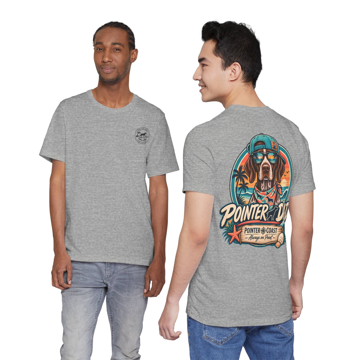 Pointer Dad Retro Beach Dog T Shirt, Bella Canvas 3001, Coastal Graphic Tee, Father's Day Gift