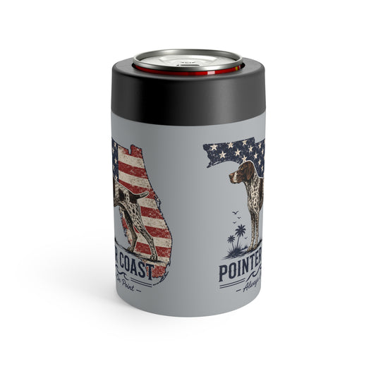 German Shorthaired Pointer koozie, insulated can cooler, patriotic dog design