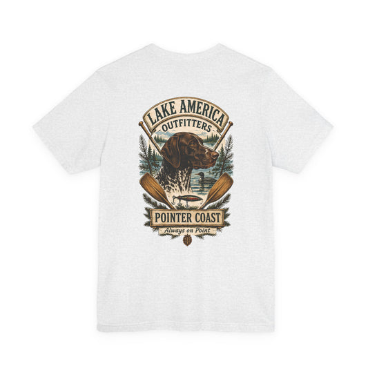 Lake America Pointer Coast Fishing Shirt, Sporting Dog Graphic, Outdoorsman Apparel, Lakeside Gift