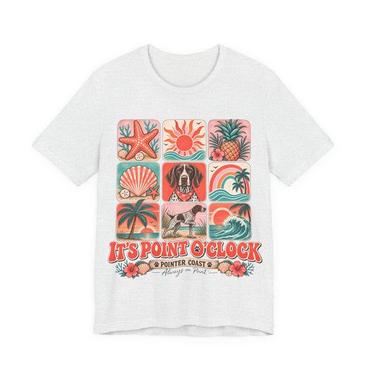 It's Point O'Clock Pointer Beach Shirt, Bella Canvas 3001, Coastal Dog Graphic, Summer Tee