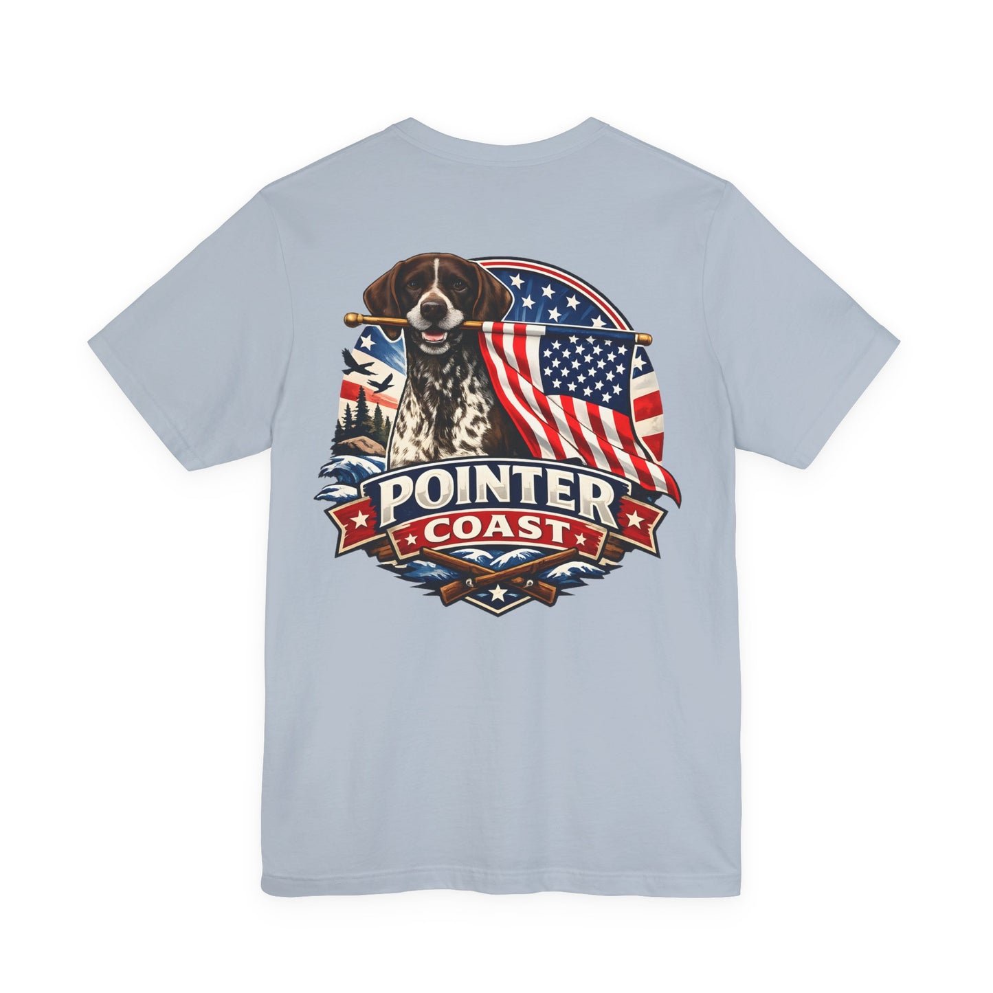 German Shorthaired Pointer with American Flag | Patriotic Font Design | Pointer Coast Style
