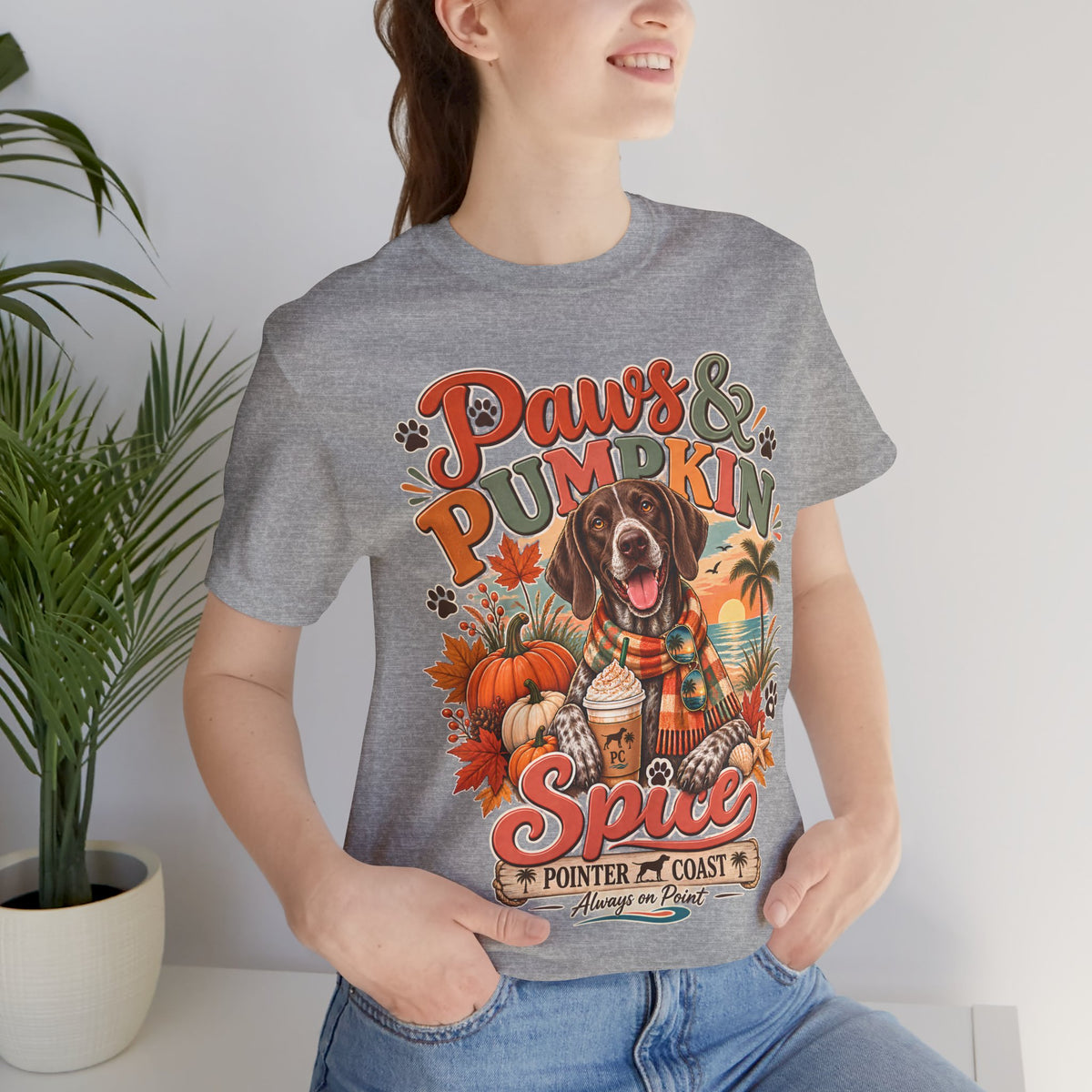 Paws and Pumpkin Spice Dog Tee, Bella Canvas 3001, Autumn Graphic Shirt, Pet Lover Gift