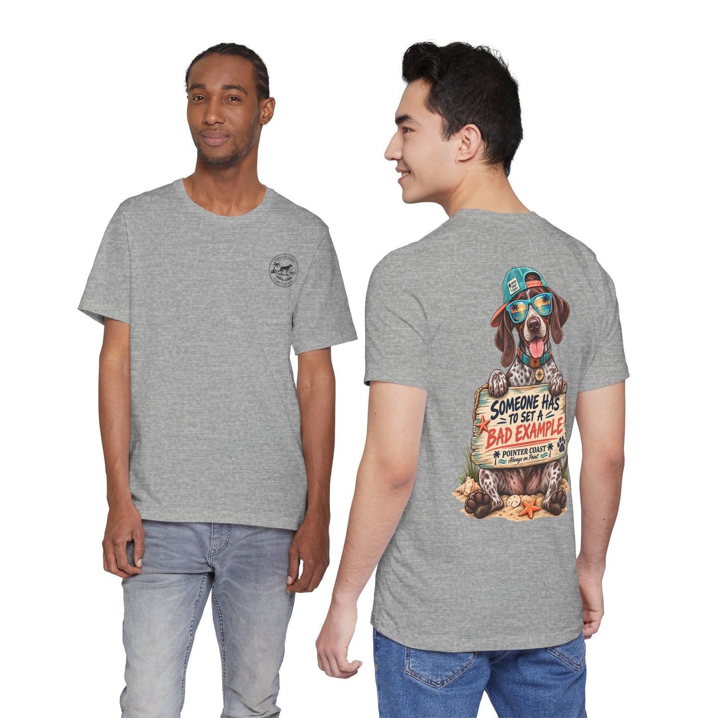 Pointer Dog Beach Graphic T-Shirt, Bella Canvas 3001, Funny Pet Lover Gift, Coastal Summer Tee