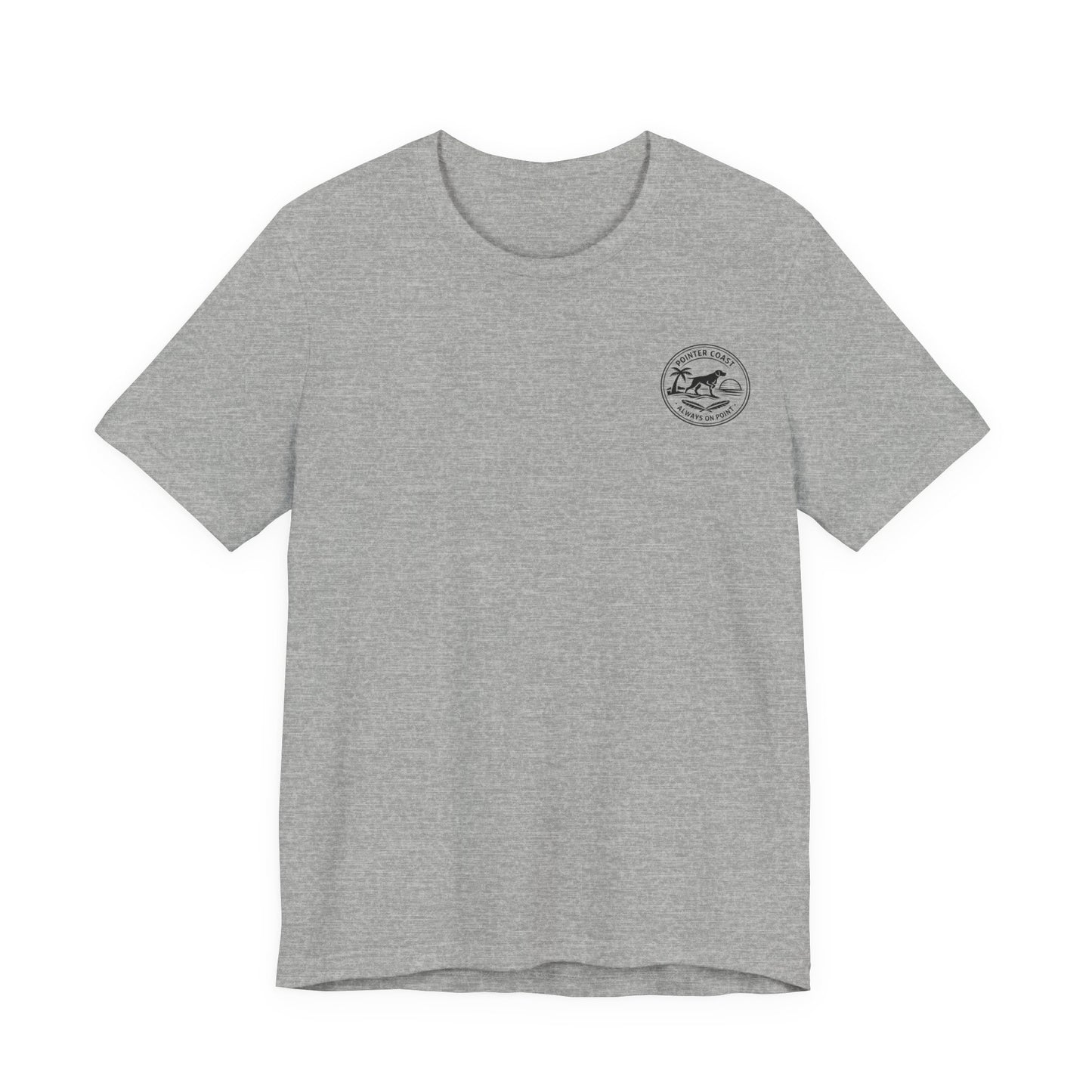 Pointer Dog Beach Graphic T Shirt, Bella Canvas 3001, Tropical Sunset, Unisex Summer Tee