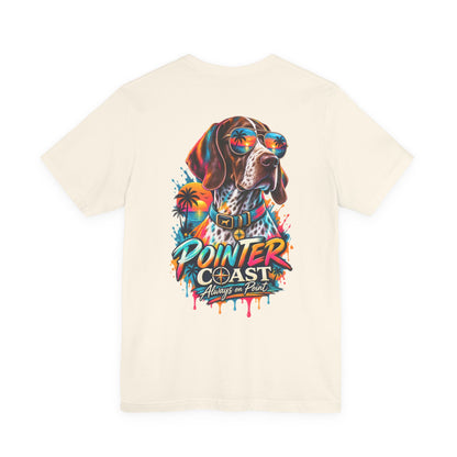 Colorful Pointer Coast Dog T Shirt, Bella Canvas 3001, Graphic Back Print, Pet Lover Gift