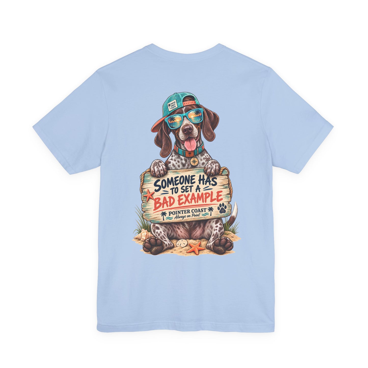 Pointer Dog Beach Graphic T-Shirt, Bella Canvas 3001, Funny Pet Lover Gift, Coastal Summer Tee
