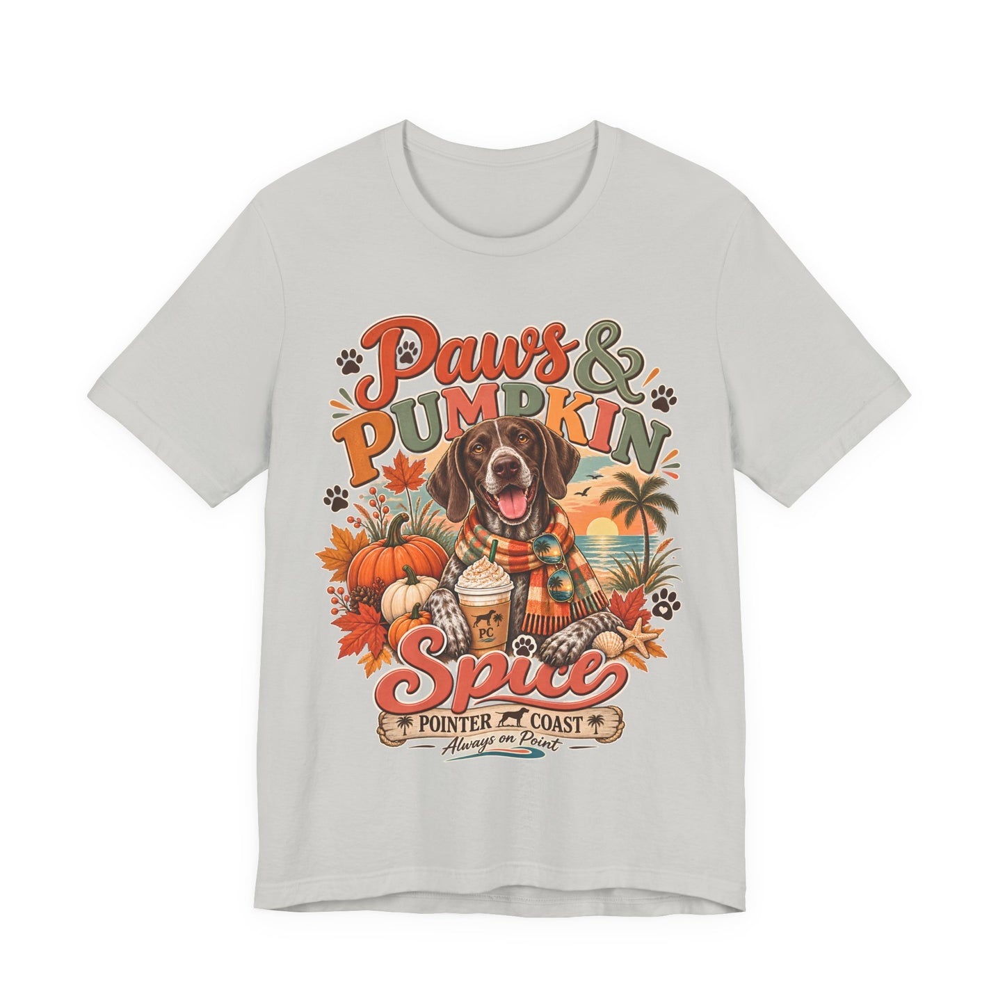 Paws and Pumpkin Spice Dog Tee, Bella Canvas 3001, Autumn Graphic Shirt, Pet Lover Gift