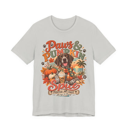 Paws and Pumpkin Spice Dog Tee, Bella Canvas 3001, Autumn Graphic Shirt, Pet Lover Gift