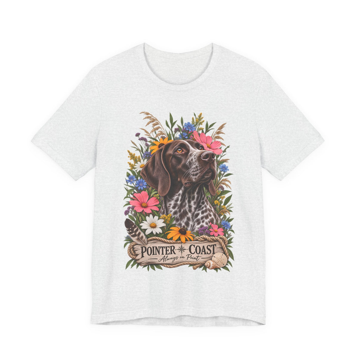 Pointer of the Coast Floral Dog Tee, Bella Canvas 3001, Coastal Graphic Shirt, Pet Lover Gift