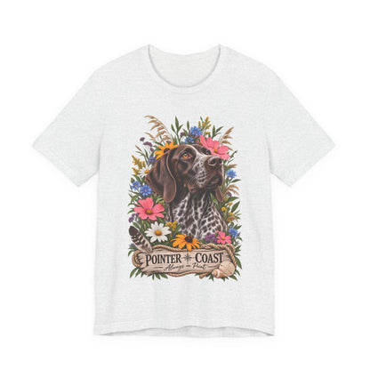 Pointer of the Coast Floral Dog Tee, Bella Canvas 3001, Coastal Graphic Shirt, Pet Lover Gift