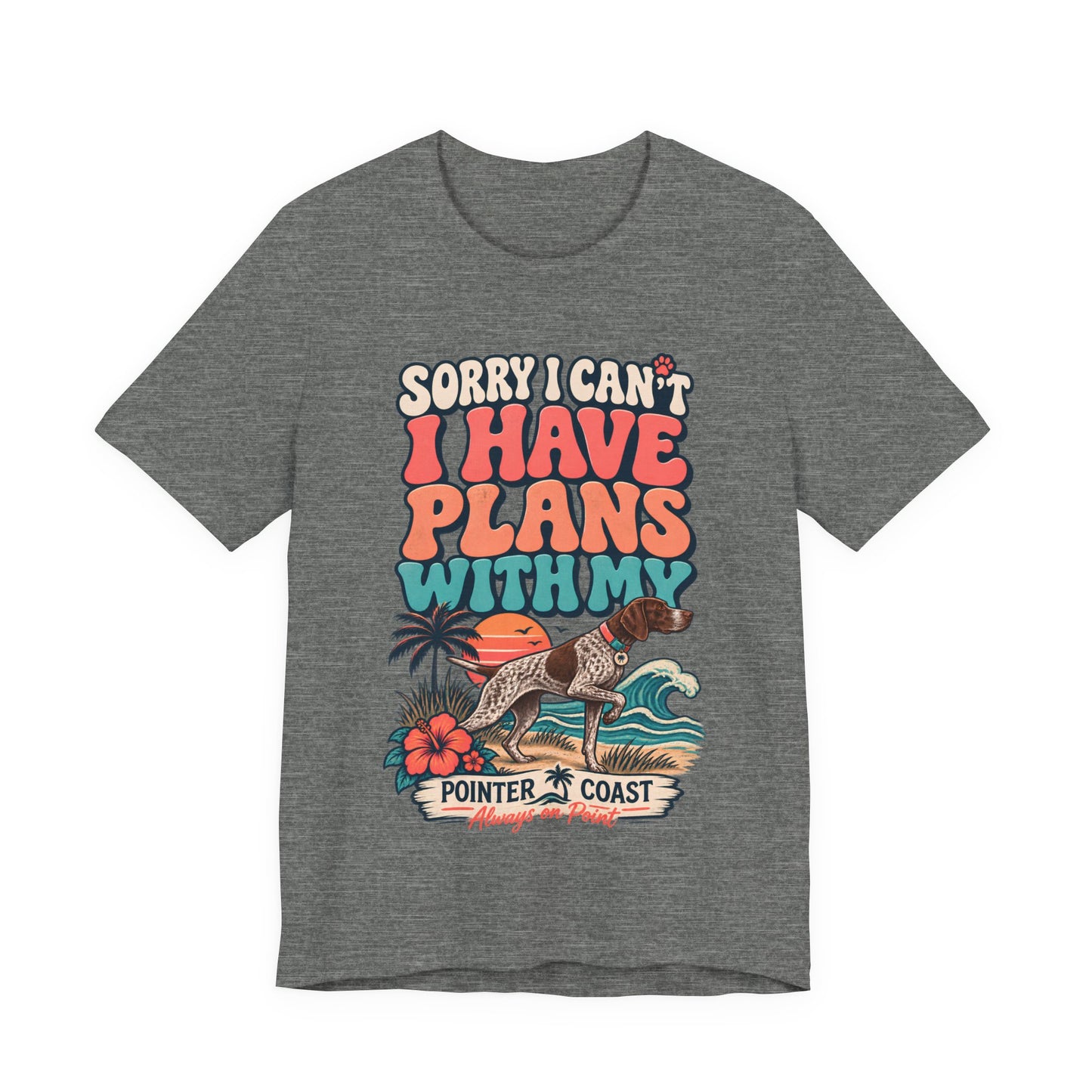 Pointer Dog Beach Graphic T Shirt, Bella Canvas 3001, Funny Pet Parent Gift, Coastal Tee