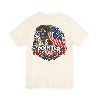 German Shorthaired Pointer with American Flag | Patriotic Font Design | Pointer Coast Style