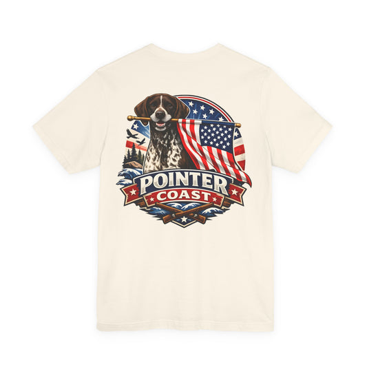 German Shorthaired Pointer with American Flag | Patriotic Font Design | Pointer Coast Style