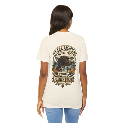Lake America Pointer Coast Fishing Shirt, Sporting Dog Graphic, Outdoorsman Apparel, Lakeside Gift
