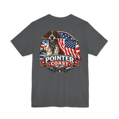 German Shorthaired Pointer with American Flag | Patriotic Font Design | Pointer Coast Style