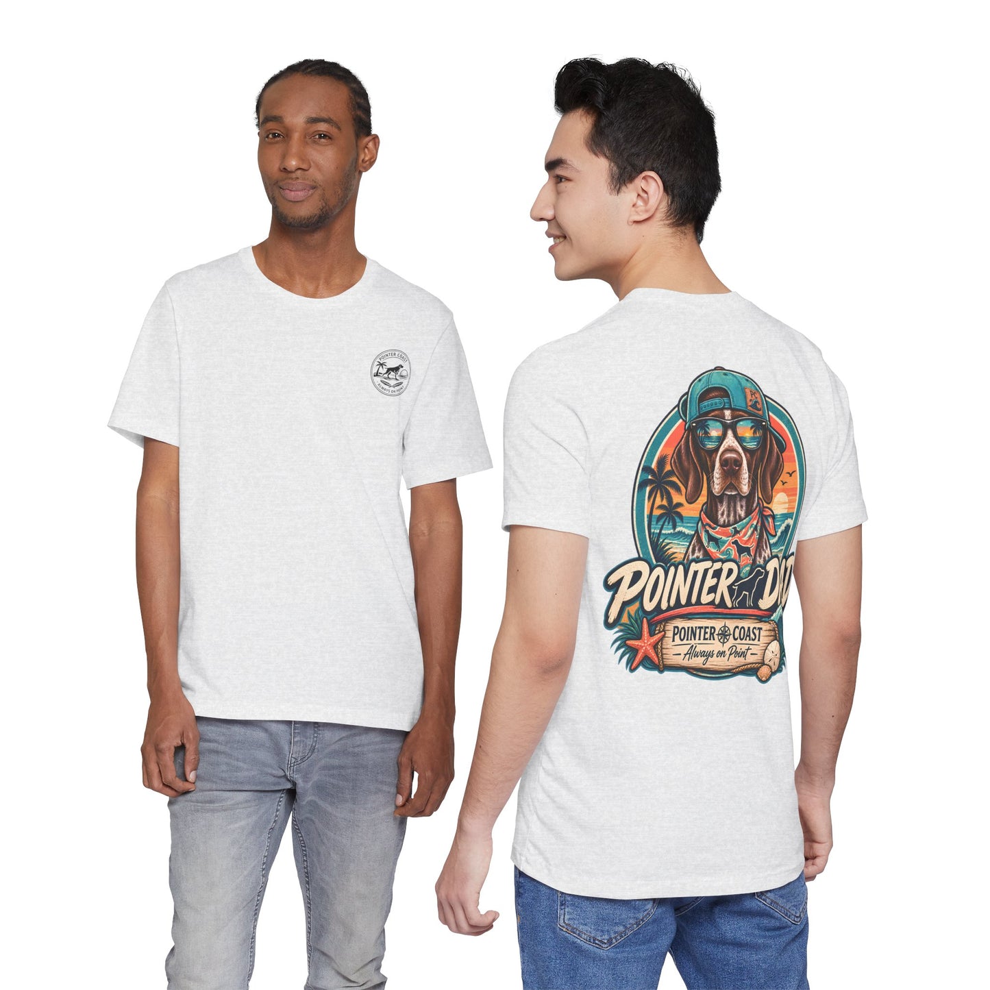 Pointer Dad Retro Beach Dog T Shirt, Bella Canvas 3001, Coastal Graphic Tee, Father's Day Gift