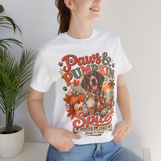 Paws and Pumpkin Spice Dog Tee, Bella Canvas 3001, Autumn Graphic Shirt, Pet Lover Gift