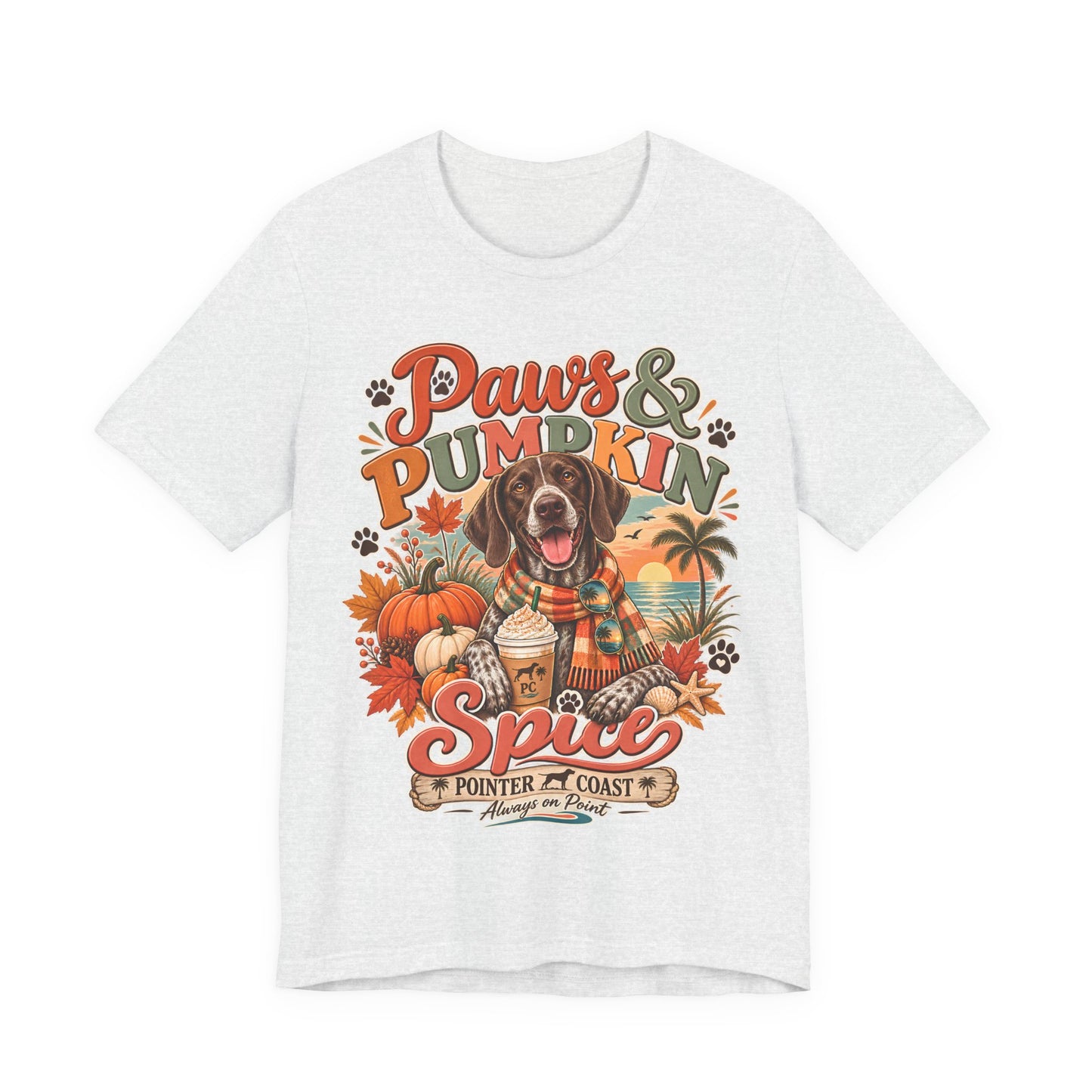 Paws and Pumpkin Spice Dog Tee, Bella Canvas 3001, Autumn Graphic Shirt, Pet Lover Gift