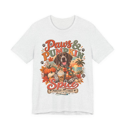 Paws and Pumpkin Spice Dog Tee, Bella Canvas 3001, Autumn Graphic Shirt, Pet Lover Gift
