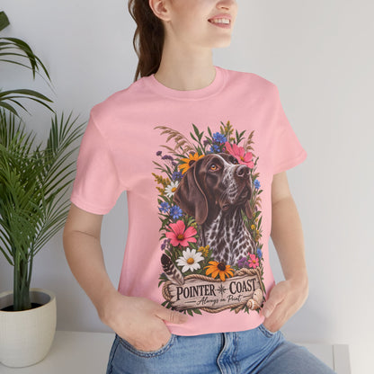 Pointer of the Coast Floral Dog Tee, Bella Canvas 3001, Coastal Graphic Shirt, Pet Lover Gift