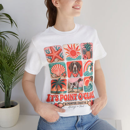 It's Point O'Clock Pointer Beach Shirt, Bella Canvas 3001, Coastal Dog Graphic, Summer Tee