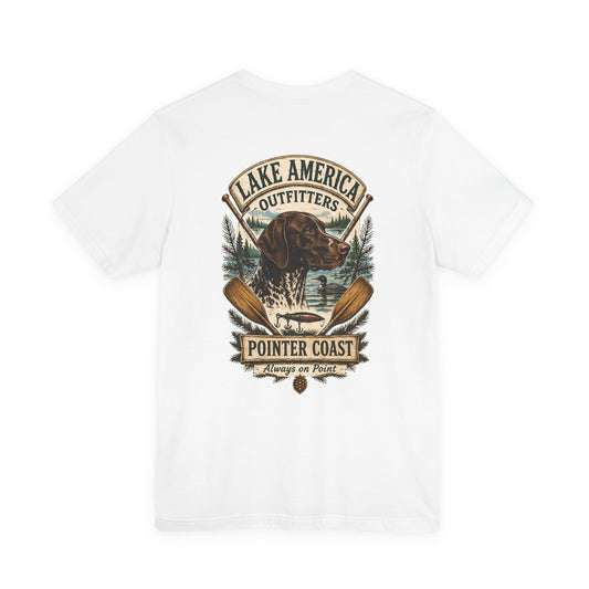 Lake America Pointer Coast Fishing Shirt, Sporting Dog Graphic, Outdoorsman Apparel, Lakeside Gift