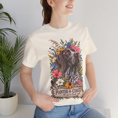 Pointer of the Coast Floral Dog Tee, Bella Canvas 3001, Coastal Graphic Shirt, Pet Lover Gift