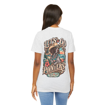 Let’s Go Pointers Tropical Dog T-Shirt, Bella Canvas 3001, Coastal Graphic Tee, Unisex Gift