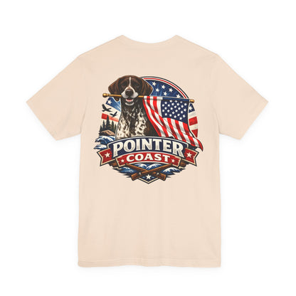 German Shorthaired Pointer with American Flag | Patriotic Font Design | Pointer Coast Style