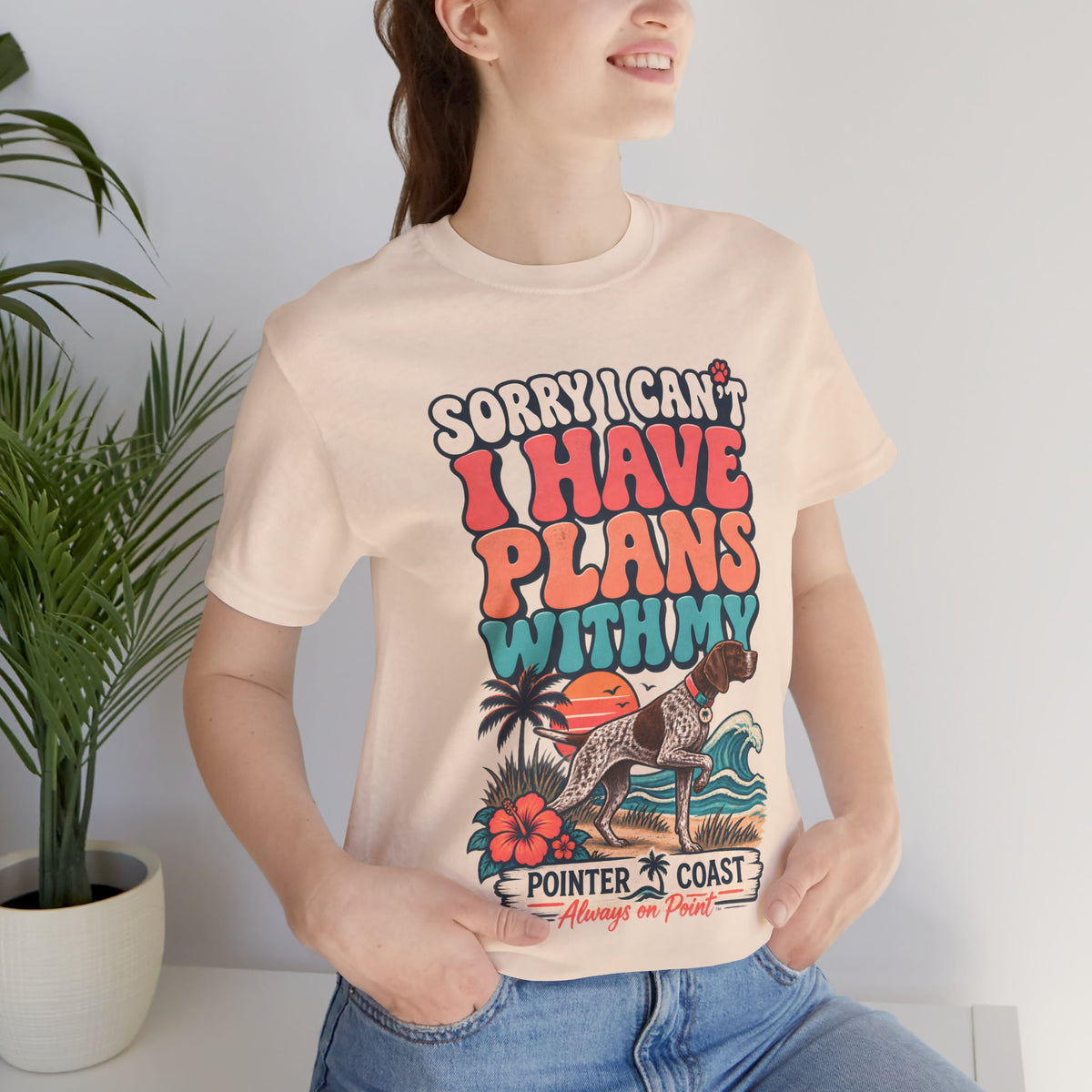 Pointer Dog Beach Graphic T Shirt, Bella Canvas 3001, Funny Pet Parent Gift, Coastal Tee