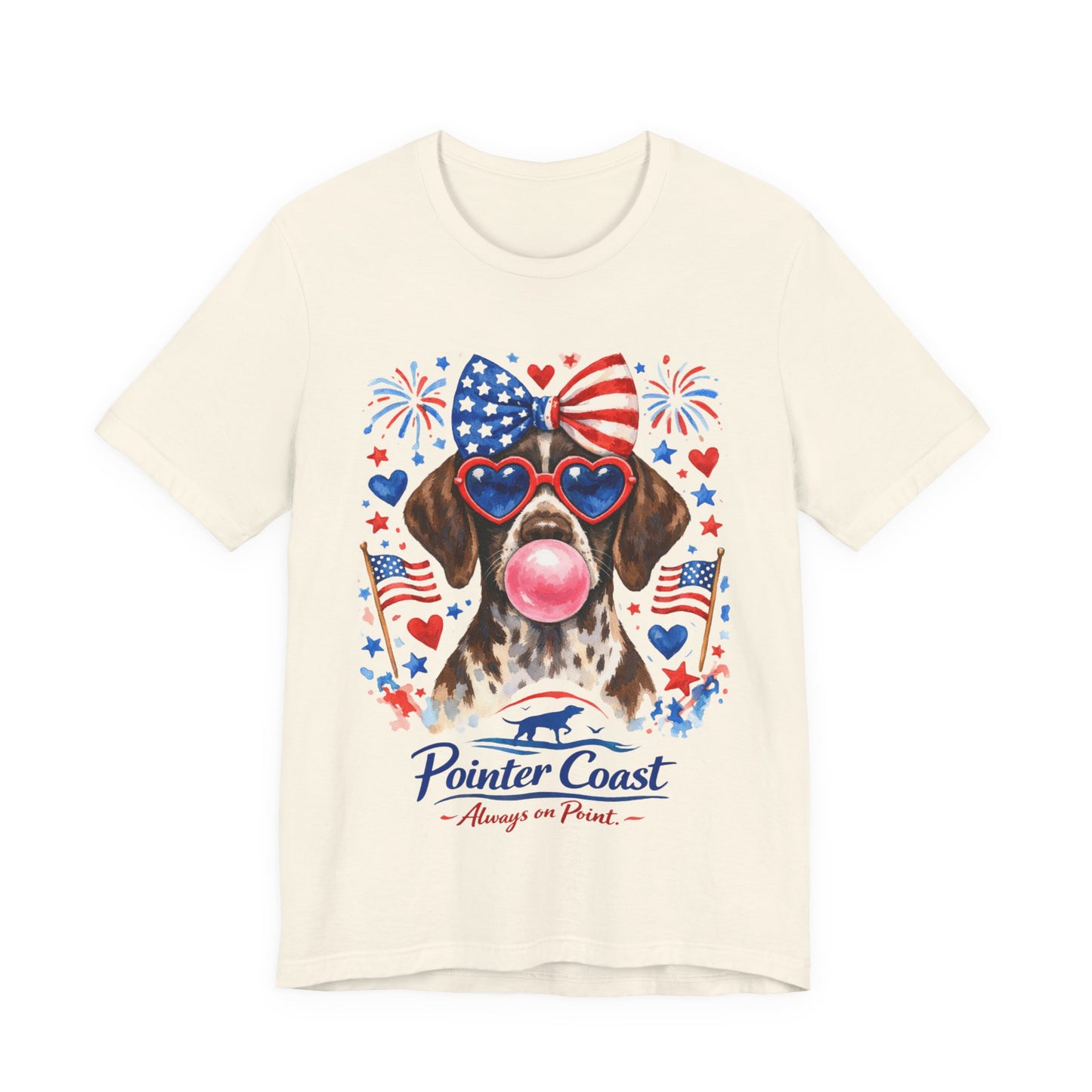 Patriotic GSP Bubblegum Shirt – Pointer Coast Always on Point Red White Blue German Shorthaired Pointer