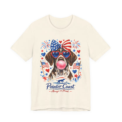 Patriotic GSP Bubblegum Shirt – Pointer Coast Always on Point Red White Blue German Shorthaired Pointer