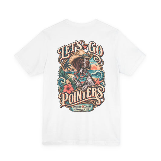 Let’s Go Pointers Tropical Dog T-Shirt, Bella Canvas 3001, Coastal Graphic Tee, Unisex Gift