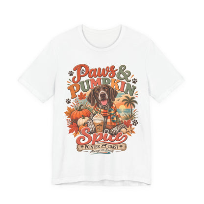 Paws and Pumpkin Spice Dog Tee, Bella Canvas 3001, Autumn Graphic Shirt, Pet Lover Gift