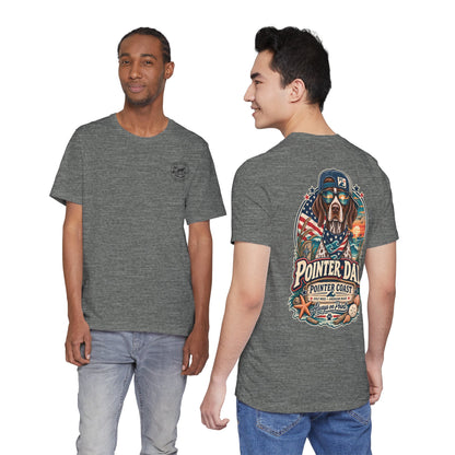 Pointer Dad Patriotic Beach T Shirt, Coastal Dog Graphic, Bella Canvas 3001, Fathers Day Gift