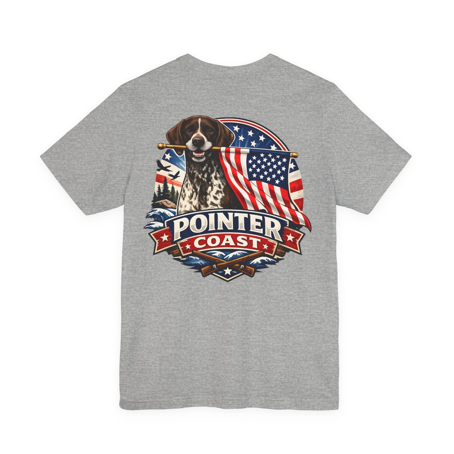 German Shorthaired Pointer with American Flag | Patriotic Font Design | Pointer Coast Style