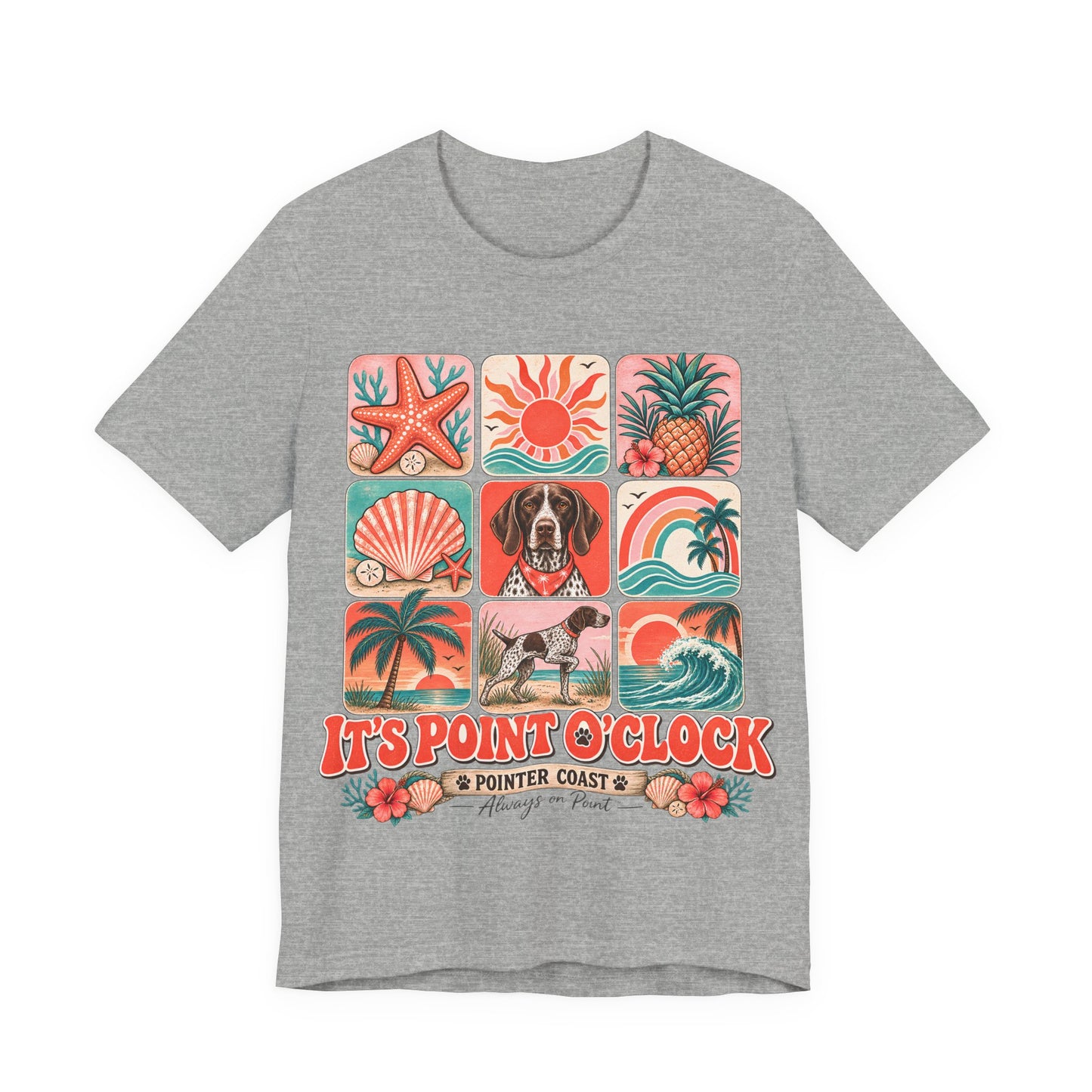 It's Point O'Clock Pointer Beach Shirt, Bella Canvas 3001, Coastal Dog Graphic, Summer Tee