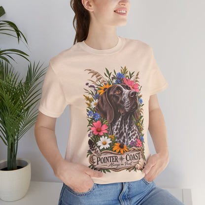 Pointer of the Coast Floral Dog Tee, Bella Canvas 3001, Coastal Graphic Shirt, Pet Lover Gift