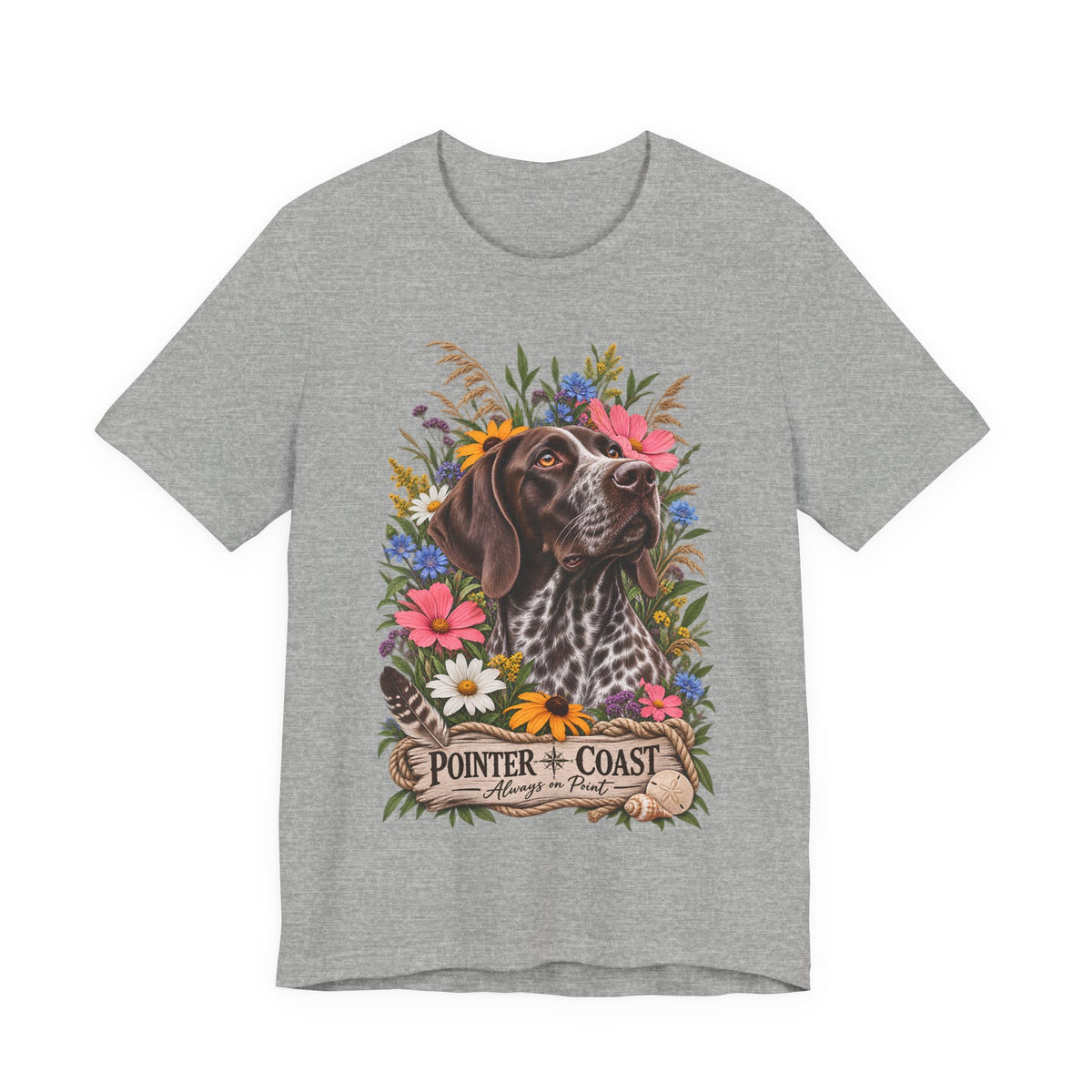 Pointer of the Coast Floral Dog Tee, Bella Canvas 3001, Coastal Graphic Shirt, Pet Lover Gift