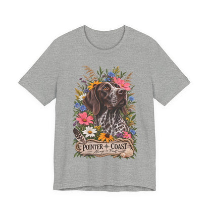 Pointer of the Coast Floral Dog Tee, Bella Canvas 3001, Coastal Graphic Shirt, Pet Lover Gift