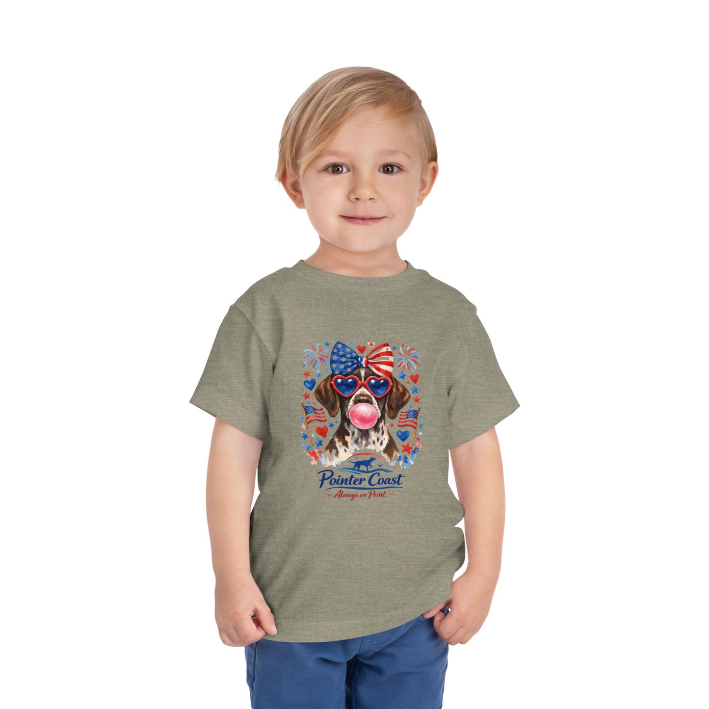 Patriotic Pointer Toddler Tee — ‘Pointer Coast’ 4th of July GSP Graphic