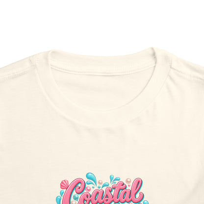 Coastal Cutie Beach Puppy Toddler Tee, Ocean Graphic Shirt, Pointer Dog, Summer Kids Top
