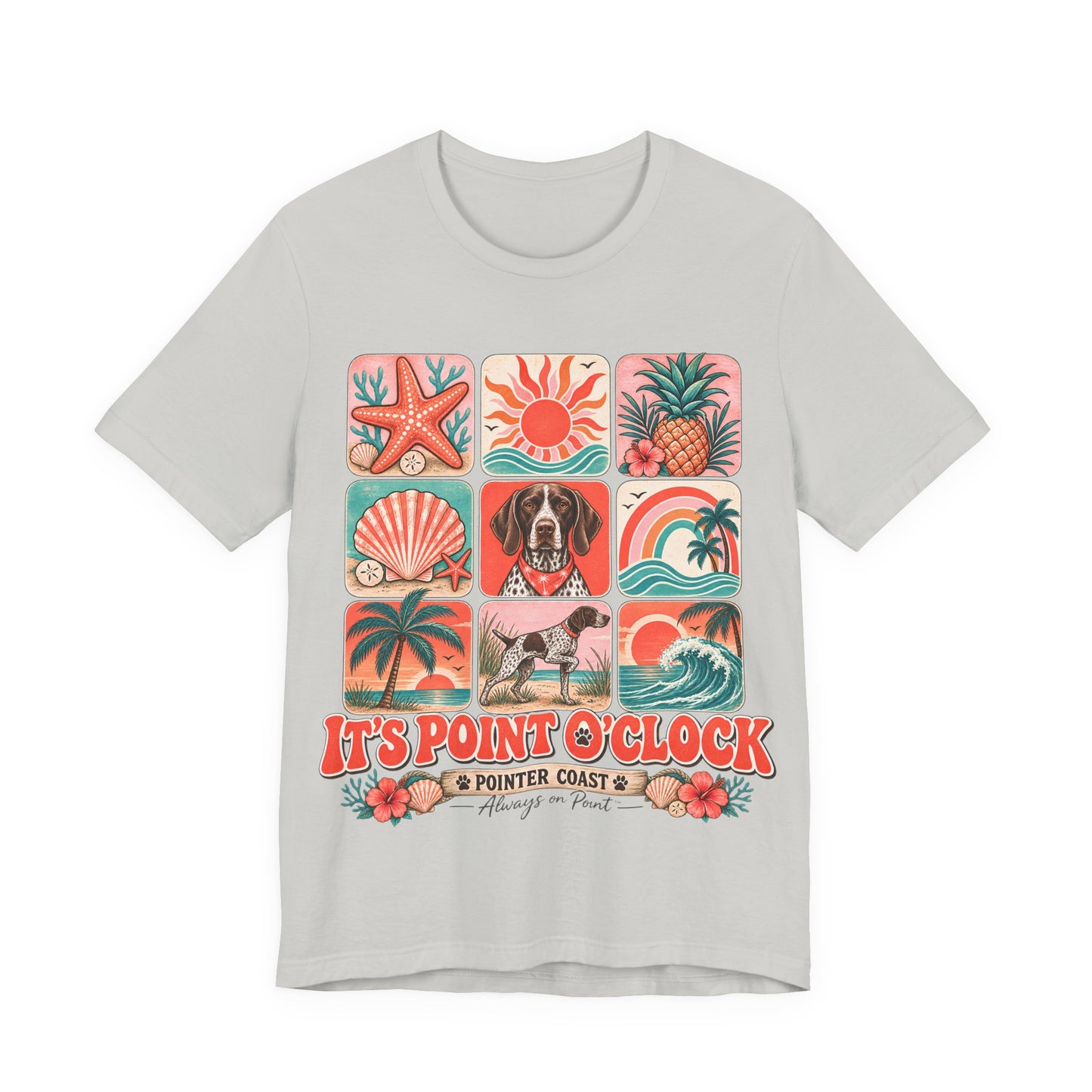 It's Point O'Clock Pointer Beach Shirt, Bella Canvas 3001, Coastal Dog Graphic, Summer Tee