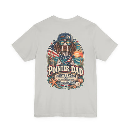 Pointer Dad Patriotic Beach T Shirt, Coastal Dog Graphic, Bella Canvas 3001, Fathers Day Gift