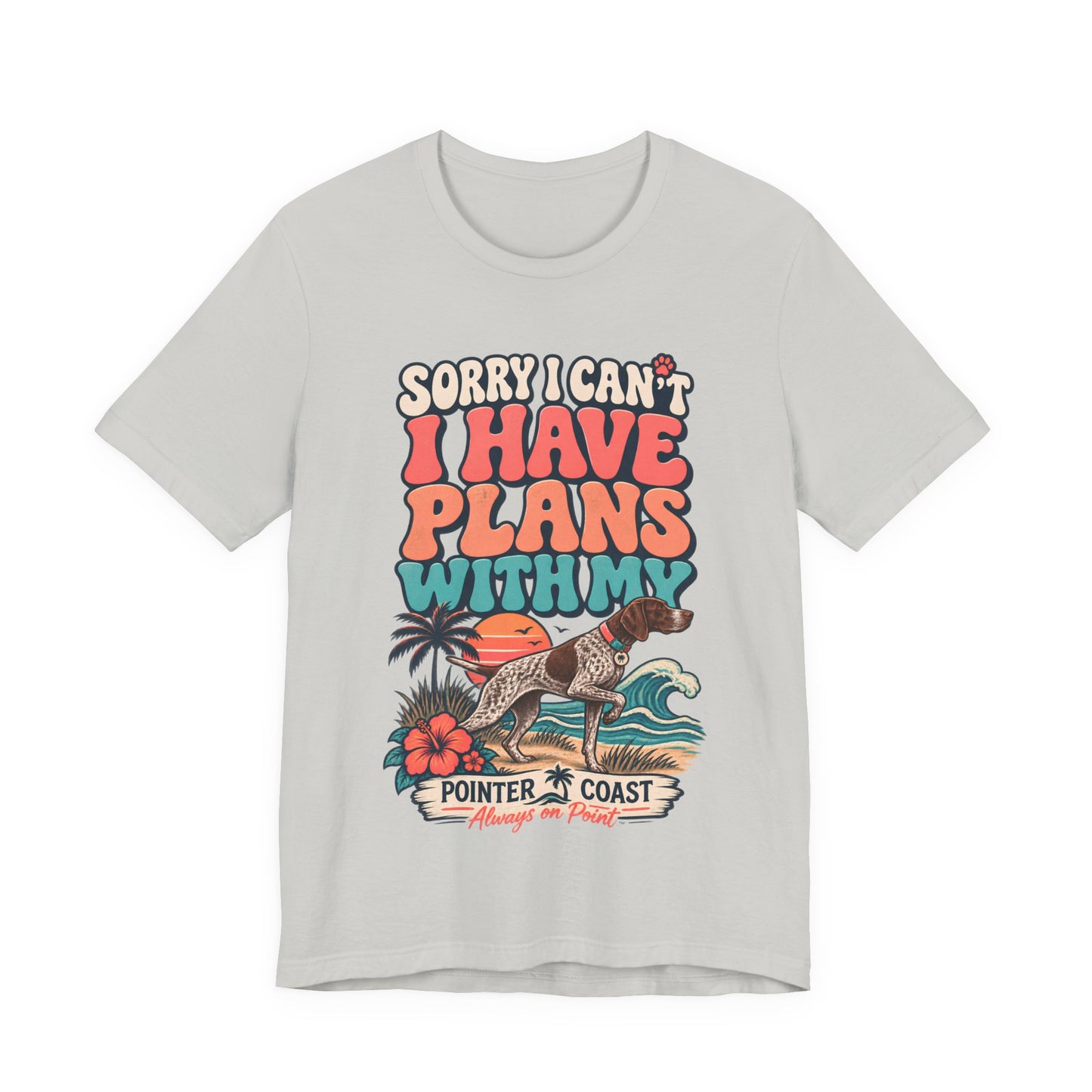 Pointer Dog Beach Graphic T Shirt, Bella Canvas 3001, Funny Pet Parent Gift, Coastal Tee