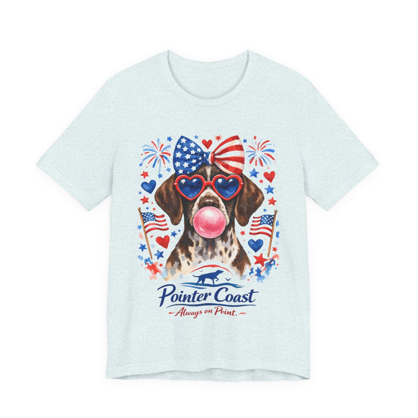 Patriotic GSP Bubblegum Shirt – Pointer Coast Always on Point Red White Blue German Shorthaired Pointer