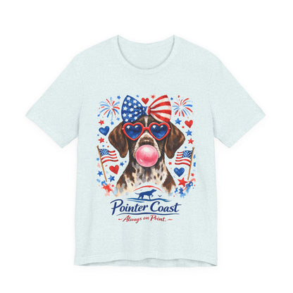 Patriotic GSP Bubblegum Shirt – Pointer Coast Always on Point Red White Blue German Shorthaired Pointer