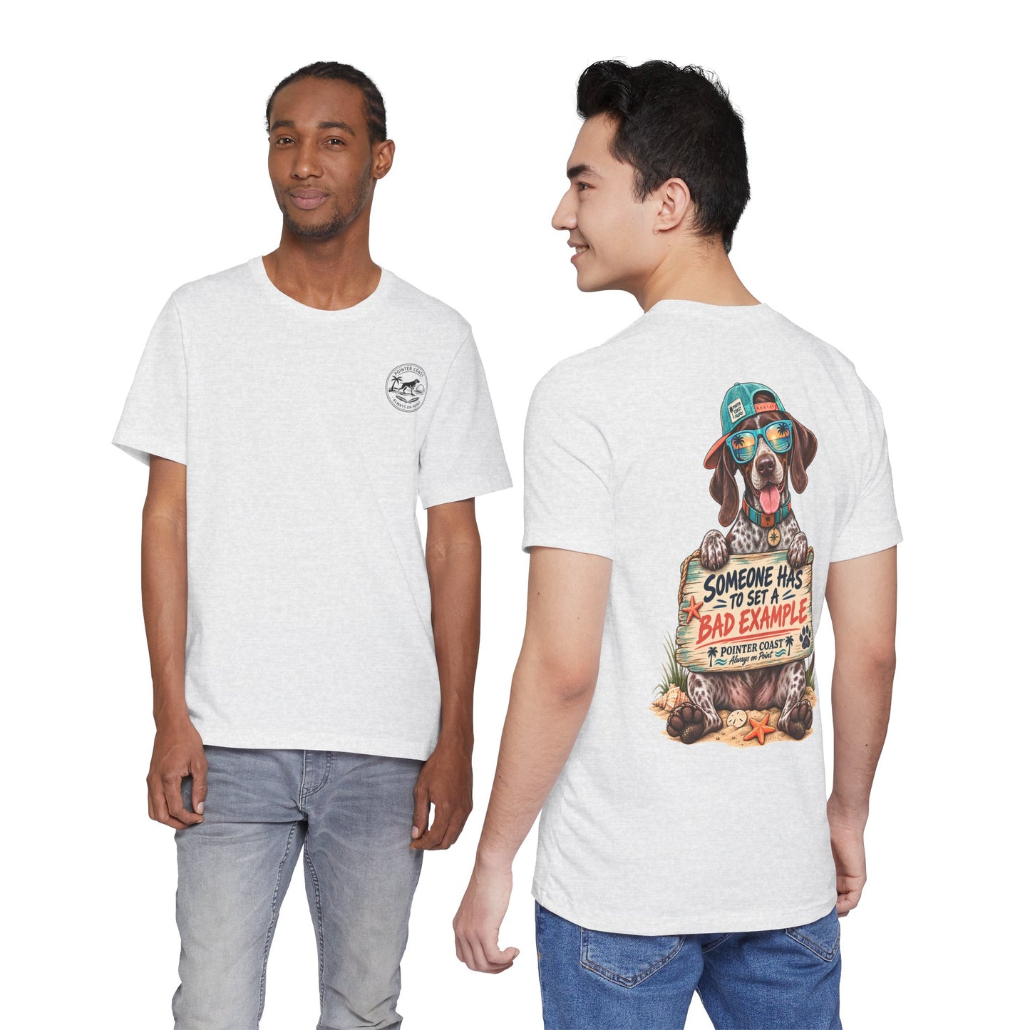 Pointer Dog Beach Graphic T-Shirt, Bella Canvas 3001, Funny Pet Lover Gift, Coastal Summer Tee