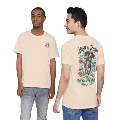 Born to Roam Pointer Coast Dog Shirt, Bella Canvas 3001, Beach Graphic Tee, Coastal Pet Lover Gift